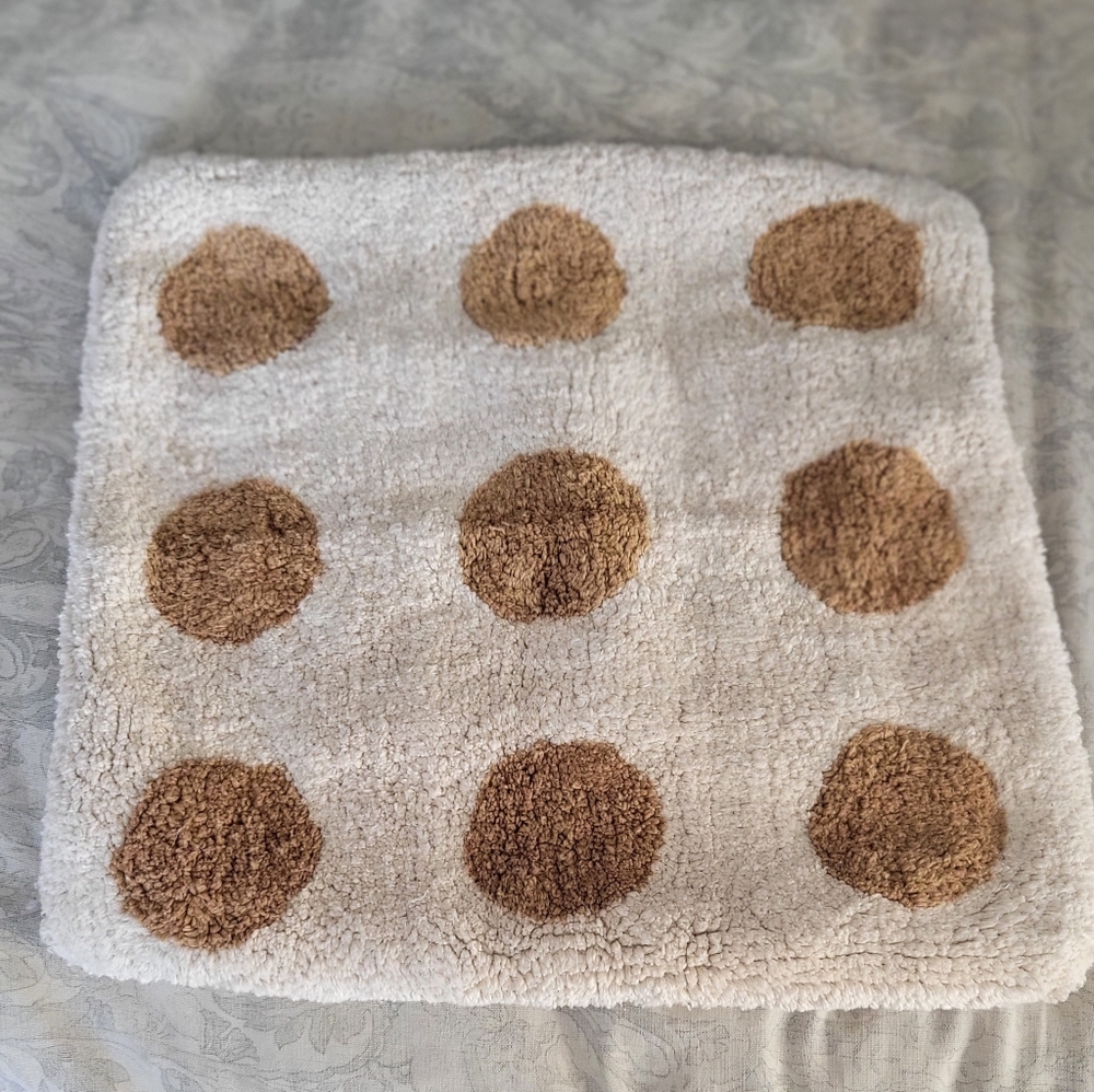4/$15 SALE Bloomingville | Polka Dot Plush Cotton Canvas Cushion Cover Tan Brown